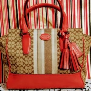 COACH - LEGACY SIGNATURE STRIPE SHOULDER BAG